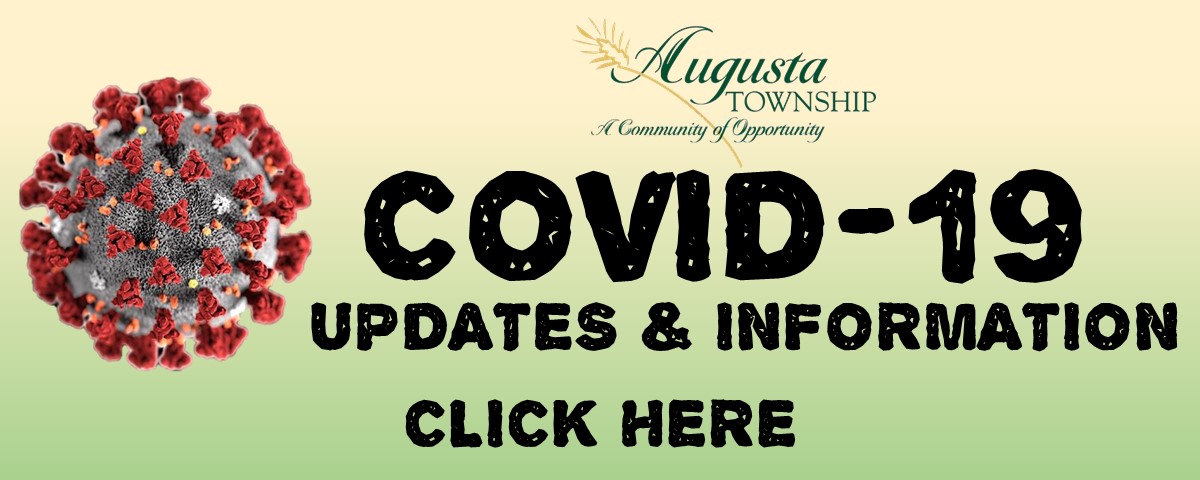 COVID-19 virus, augusta logo, reads updates & information click here