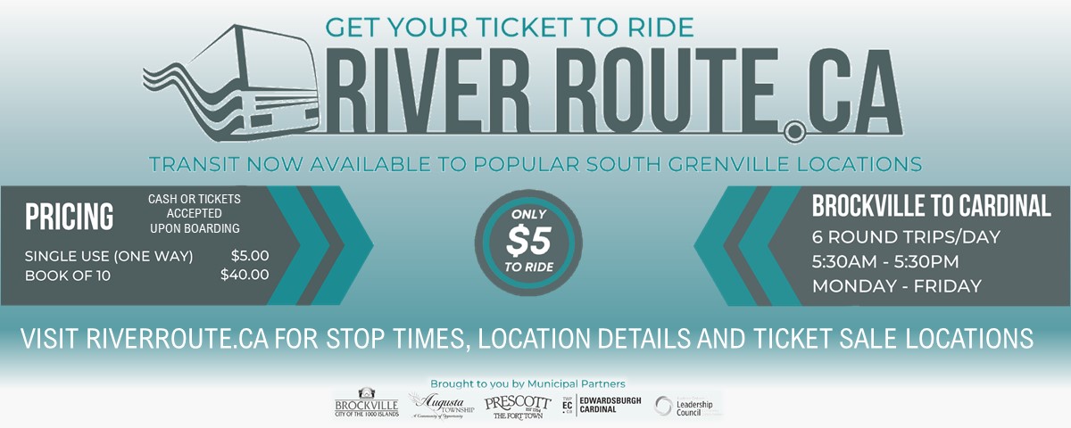 get your ticket to ride river route.ca. visit riverroute.ca for more information